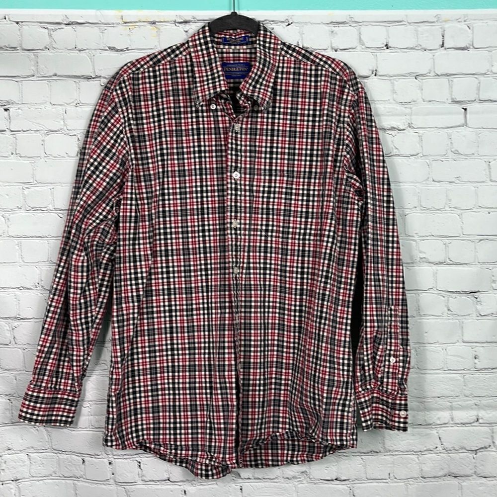 Pendleton Plaid Metro Dress Button down Shirt Large